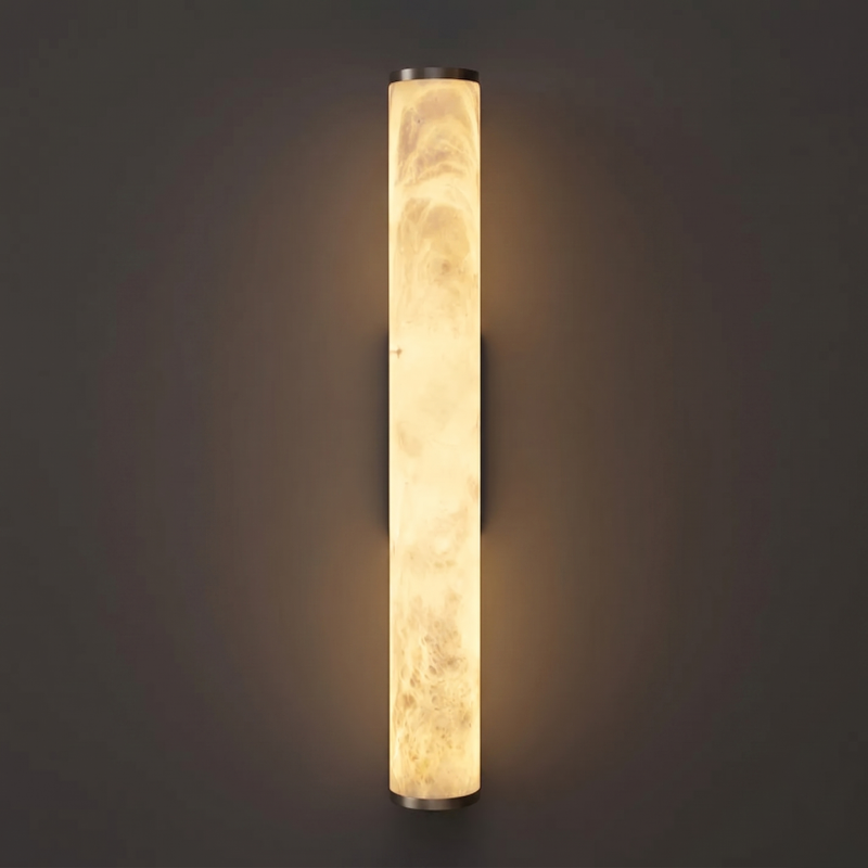 Spanish Alabaster Wall Sconce with Brass or Wood Accent, Hardwired G9 or LED, Handmade Natural Stone Light for Bedroom, Hallway, Living Room | Lonoma