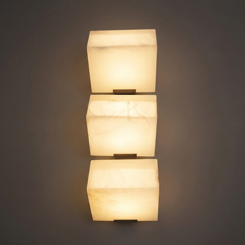Spanish Alabaster Wall Sconce with Brass or Wood Accent, Hardwired G9 or LED, Handmade Natural Stone Light for Bedroom, Hallway, Living Room | Lonoma