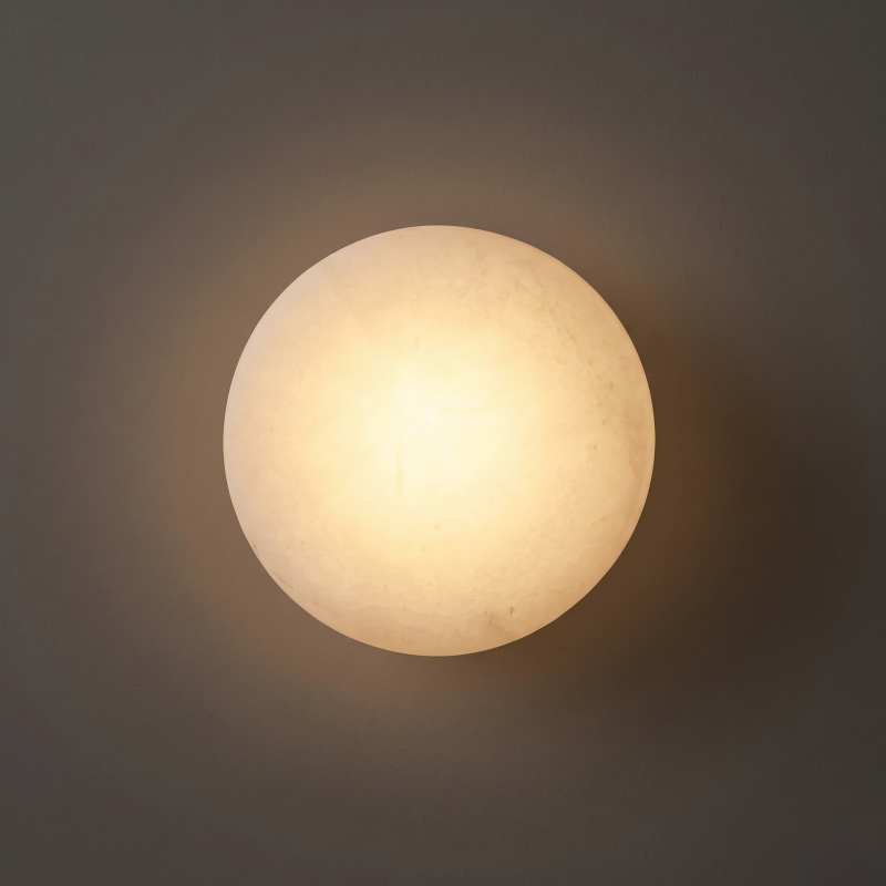 Spanish Alabaster Wall Sconce with Brass or Wood Accent, Hardwired G9 or LED, Handmade Natural Stone Light for Bedroom, Hallway, Living Room | Lonoma