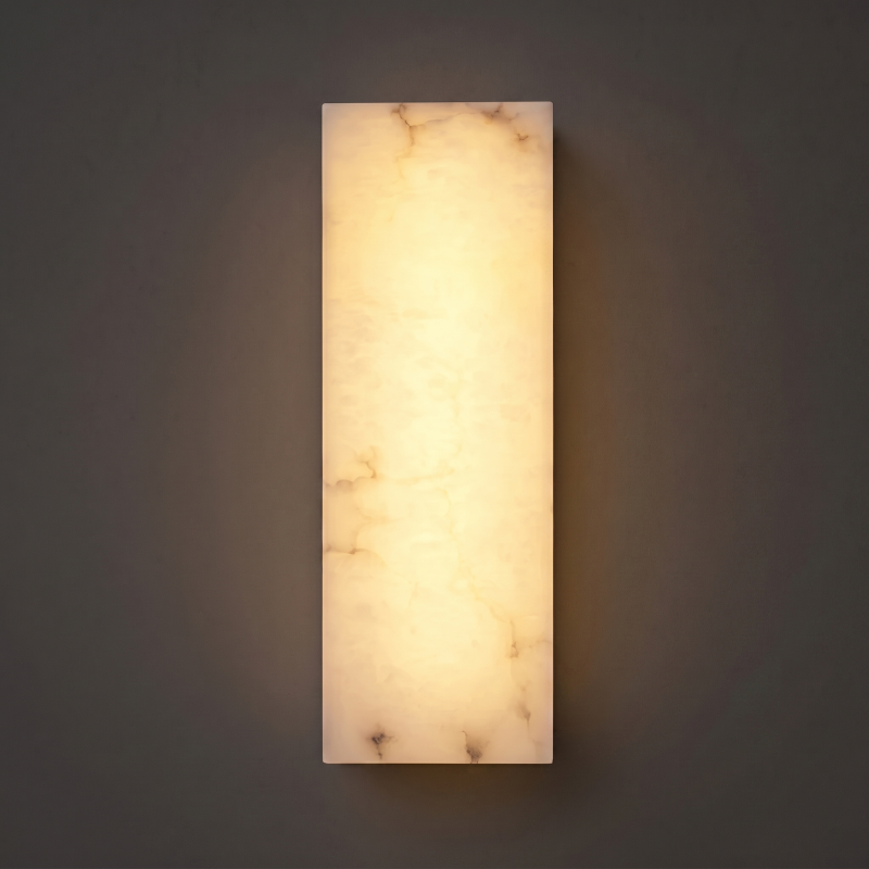 Spanish Alabaster Wall Sconce with Brass or Wood Accent, Hardwired G9 or LED, Handmade Natural Stone Light for Bedroom, Hallway, Living Room | Lonoma