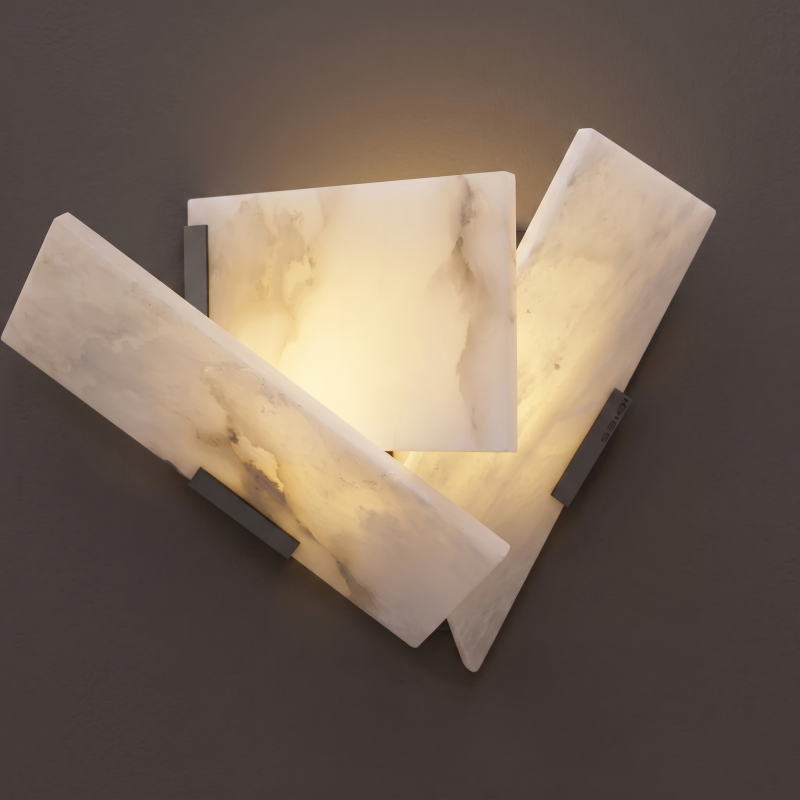 Spanish Alabaster Wall Sconce with Brass or Wood Accent, Hardwired G9 or LED, Handmade Natural Stone Light for Bedroom, Hallway, Living Room | Lonoma