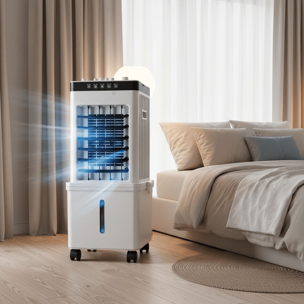 Portable Evaporative Air Cooler 4 Gal Water Tank with Oscillation, Ice Compartment & 3 Speeds, Quiet Swamp Cooler Fan for Bedroom | Lonoma