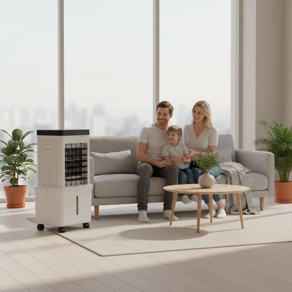 Portable Evaporative Air Cooler 4 Gal Water Tank with Oscillation, Ice Compartment & 3 Speeds, Quiet Swamp Cooler Fan for Bedroom | Lonoma