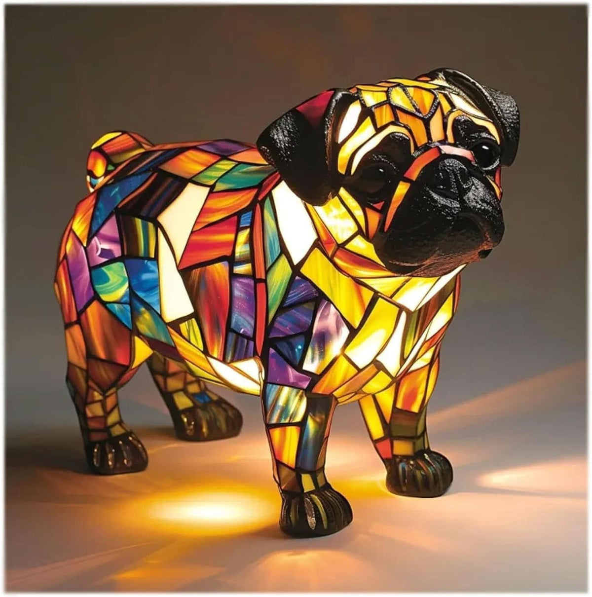 Glowing Pet Sculpture Night Light 6 Inch Warm LED Tabletop Lamp USB Powered for Dog Lovers Bedroom Nursery Nightstand Shelf Decor | Lonoma