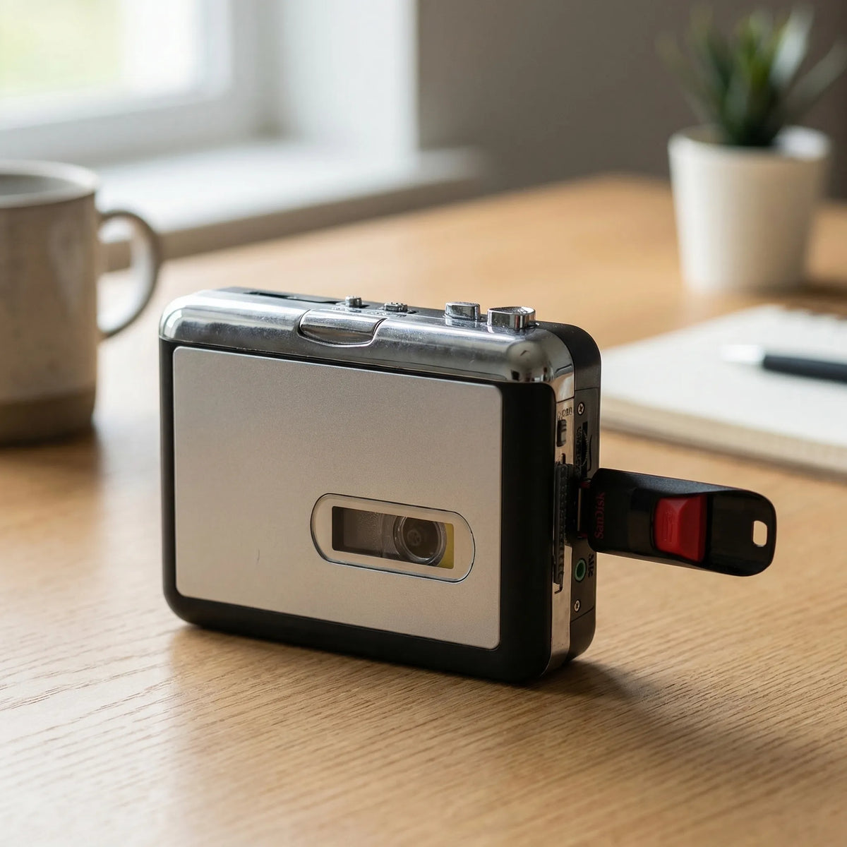 Portable Cassette to MP3 Converter with USB, Cassette Player, No Computer or Software Needed, Retro Tape Digitizer for Mixtapes | Lonoma
