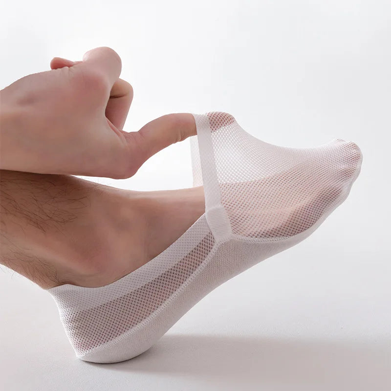 Men's No-Show Socks with Silicone Heel Grip, Low-Cut Breathable Mesh Ankle Liners for Sneakers, Loafers & Boat Shoes, Non-Slip | Lonoma