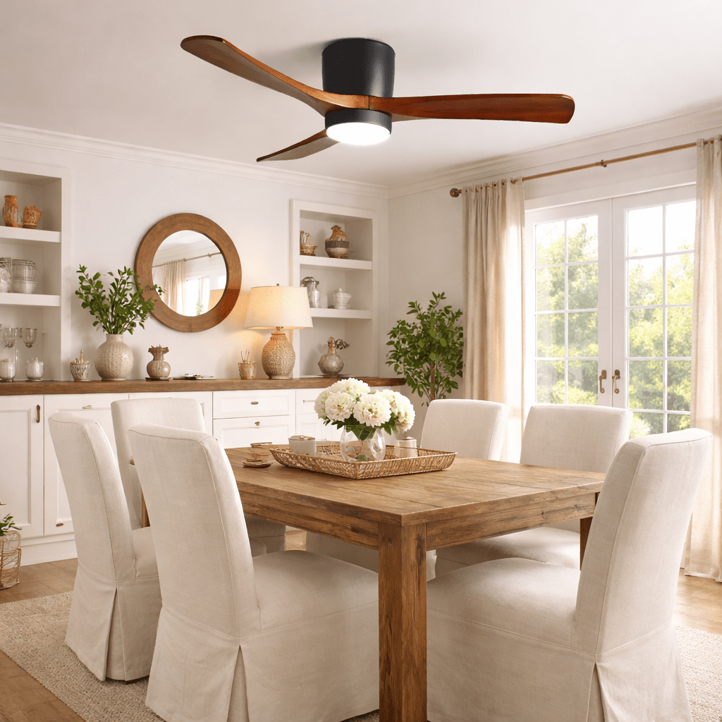 42-52 Inch Modern Ceiling Fan with Dimmable LED Light | 6-Speed Reversible DC Motor | Sycamore Wood Blades | Remote Control Included | Lonoma