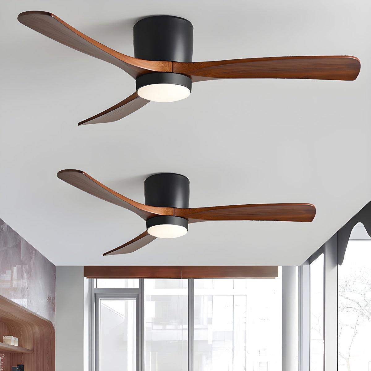 42-52 Inch Modern Ceiling Fan with Dimmable LED Light | 6-Speed Reversible DC Motor | Sycamore Wood Blades | Remote Control Included | Lonoma