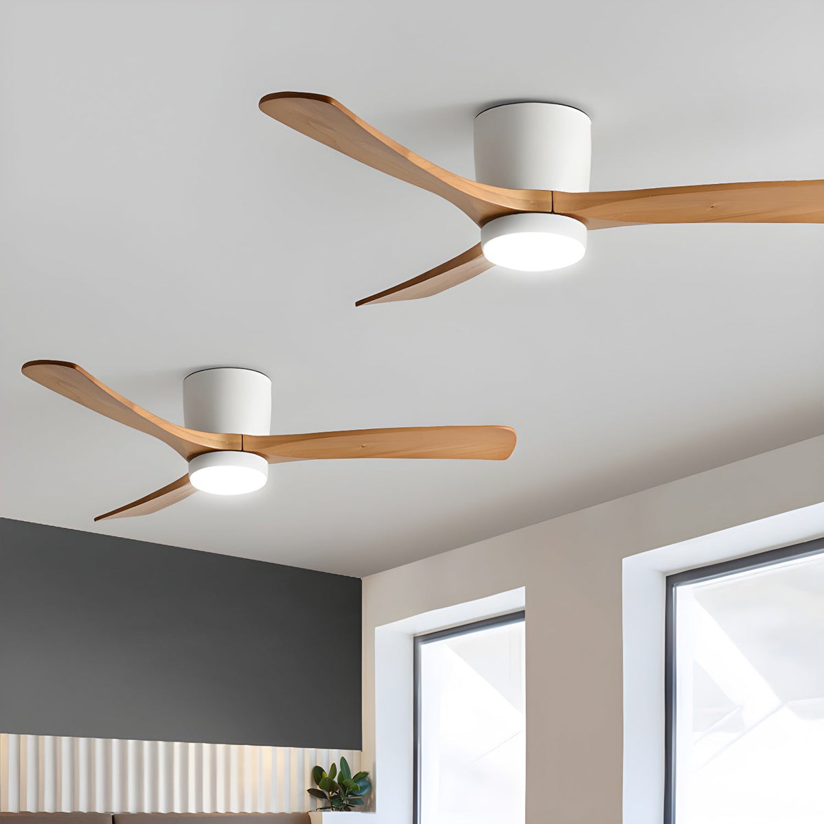 42-52 Inch Modern Ceiling Fan with Dimmable LED Light | 6-Speed Reversible DC Motor | Sycamore Wood Blades | Remote Control Included | Lonoma