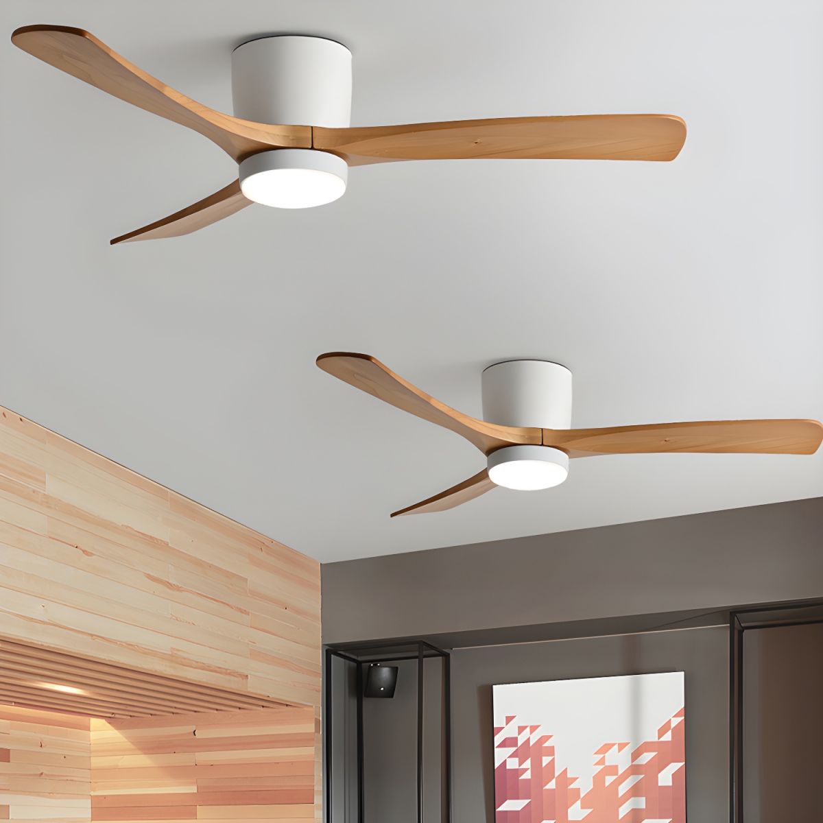 42-52 Inch Modern Ceiling Fan with Dimmable LED Light | 6-Speed Reversible DC Motor | Sycamore Wood Blades | Remote Control Included | Lonoma