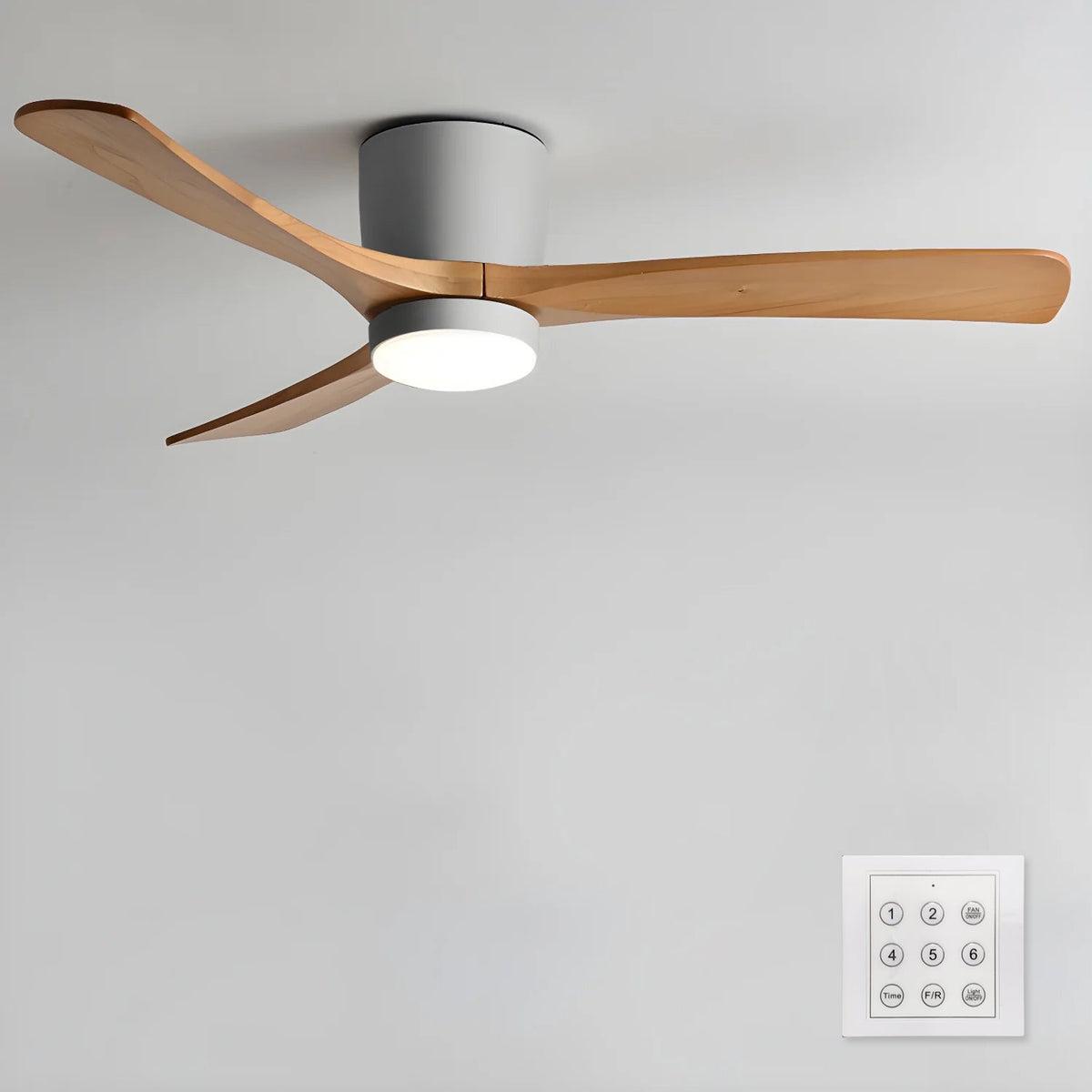 42-52 Inch Modern Ceiling Fan with Dimmable LED Light | 6-Speed Reversible DC Motor | Sycamore Wood Blades | Remote Control Included | Lonoma