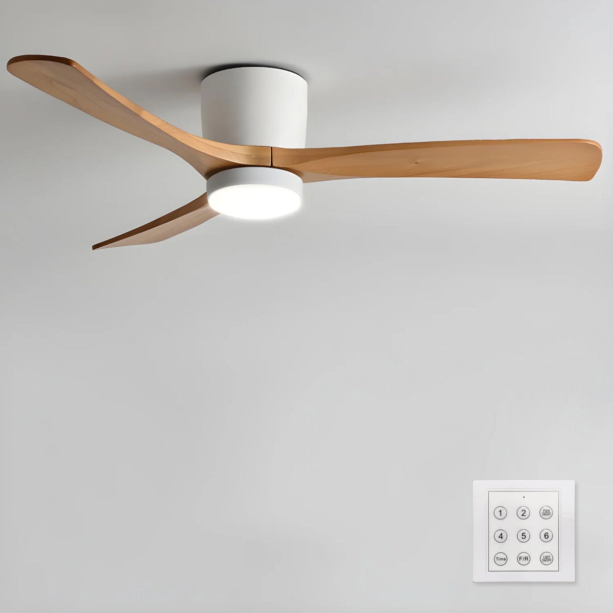 42-52 Inch Modern Ceiling Fan with Dimmable LED Light | 6-Speed Reversible DC Motor | Sycamore Wood Blades | Remote Control Included | Lonoma