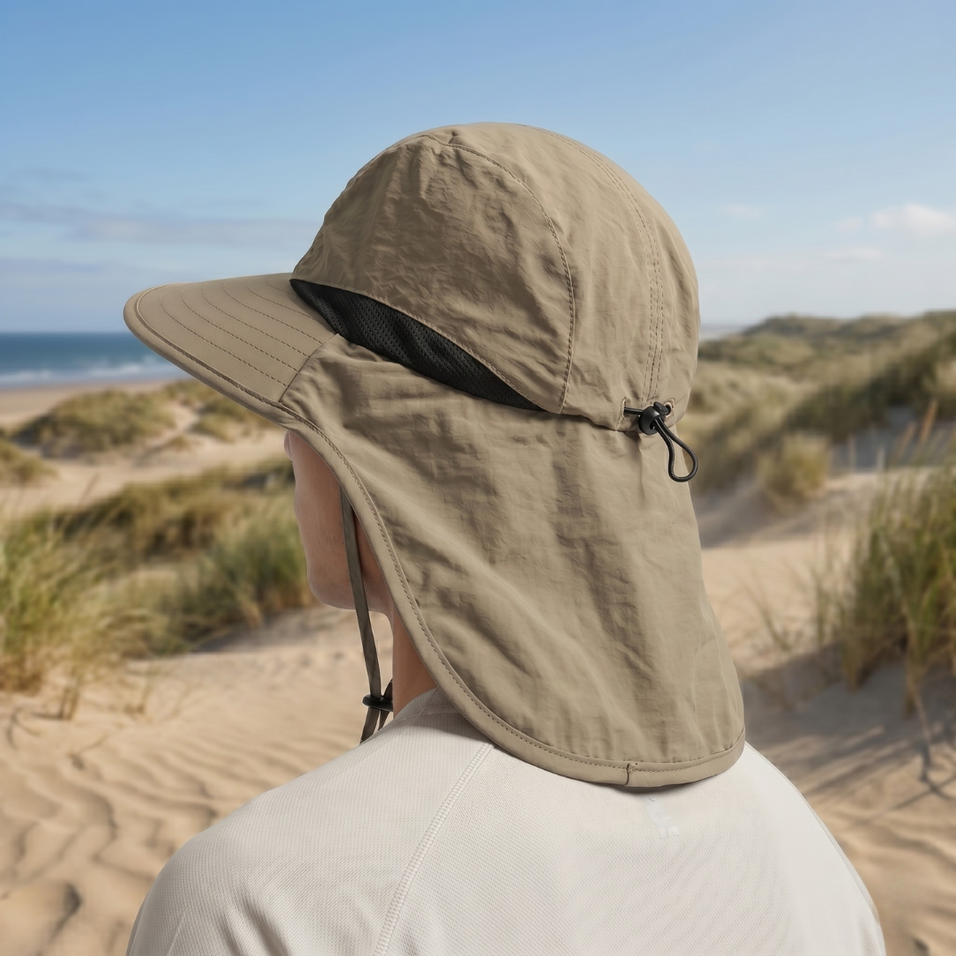Wide Brim Sun Hat with Removable Neck Flap, Quick-Dry Hiking Hat for Men and Women, Sun Protection for Fishing, Camping, Trekking | Lonoma