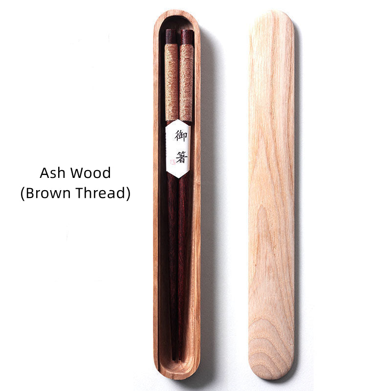 Premium Japanese Chopsticks Black Walnut Wood Handcrafted Decorative Cord Gift Box for Asian Dining Sushi Noodles Housewarming | Lonoma