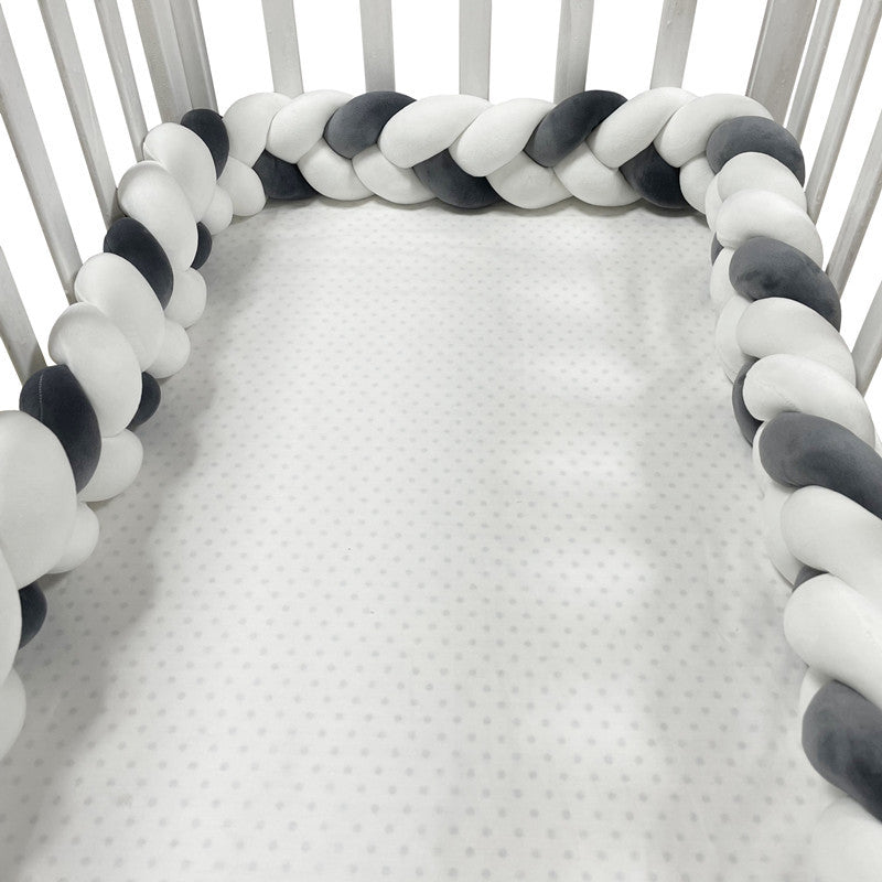 Braided Crib Bumper Pad Soft Nursery Bedding Safety Guard for Babies | Breathable Knot Cushion Protector for Infant Toddler Bed Rails | Lonoma