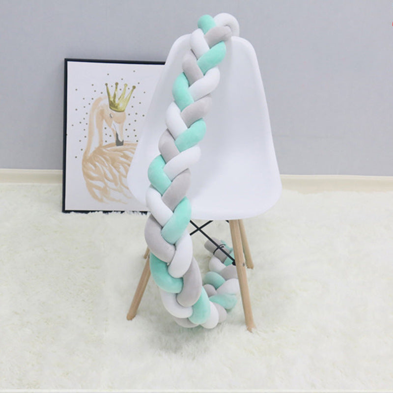 Braided Crib Bumper Pad Soft Nursery Bedding Safety Guard for Babies | Breathable Knot Cushion Protector for Infant Toddler Bed Rails | Lonoma