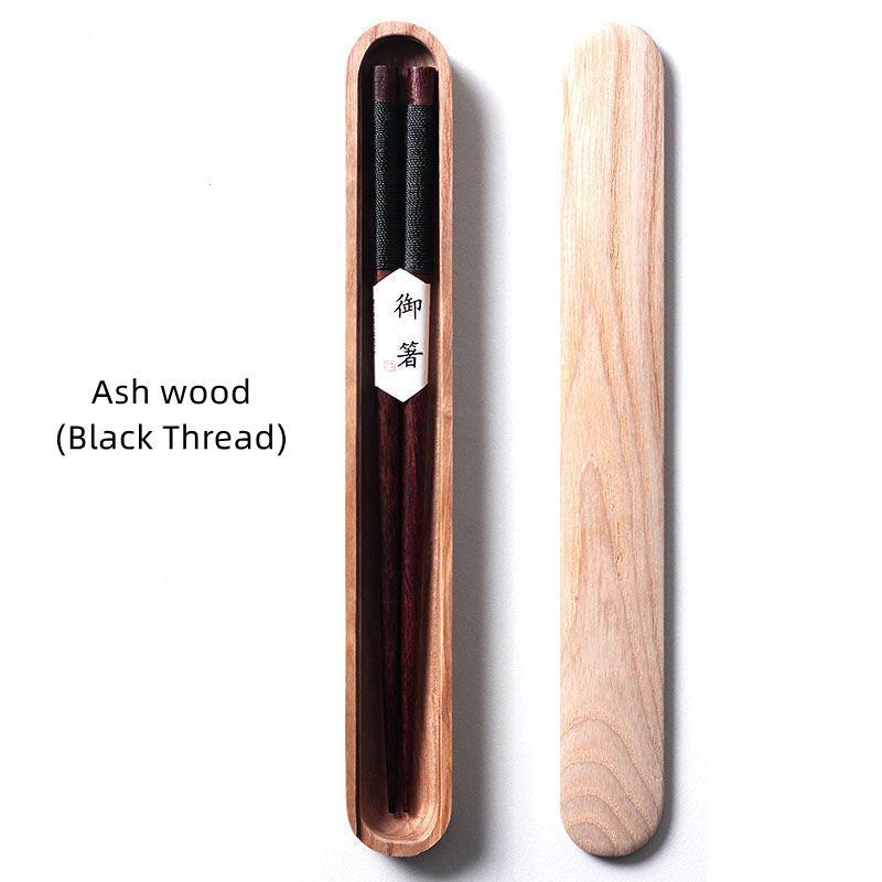 Premium Japanese Chopsticks Black Walnut Wood Handcrafted Decorative Cord Gift Box for Asian Dining Sushi Noodles Housewarming | Lonoma