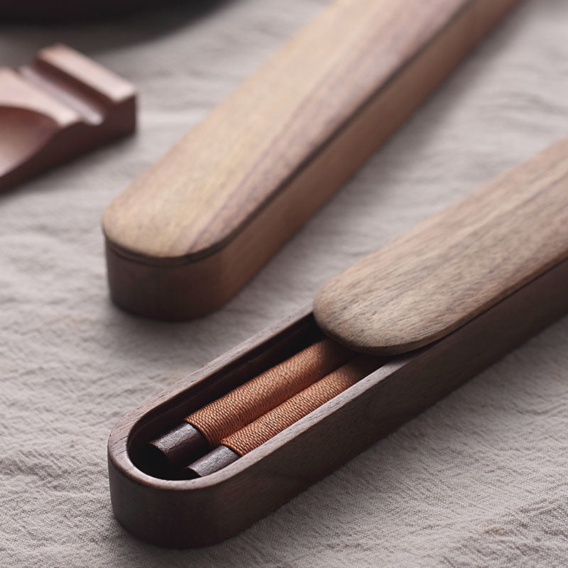 Premium Japanese Chopsticks Black Walnut Wood Handcrafted Decorative Cord Gift Box for Asian Dining Sushi Noodles Housewarming | Lonoma