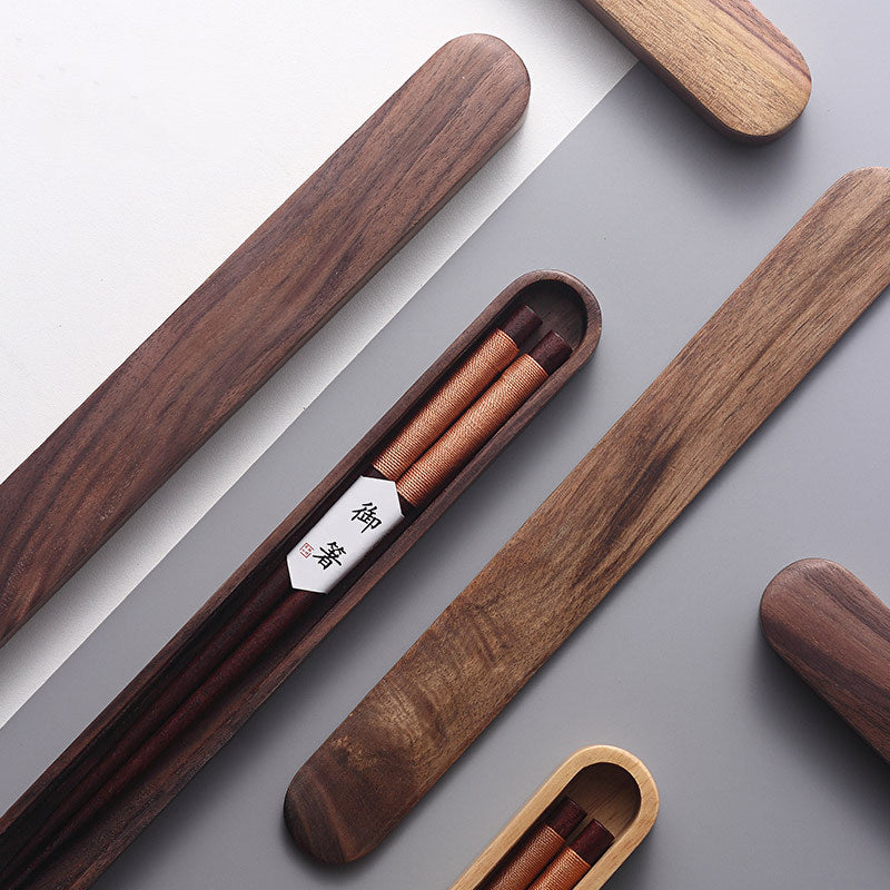Premium Japanese Chopsticks Black Walnut Wood Handcrafted Decorative Cord Gift Box for Asian Dining Sushi Noodles Housewarming | Lonoma