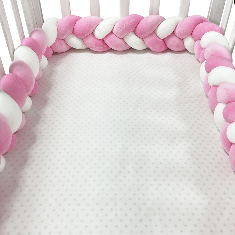 Braided Crib Bumper Pad Soft Nursery Bedding Safety Guard for Babies | Breathable Knot Cushion Protector for Infant Toddler Bed Rails | Lonoma