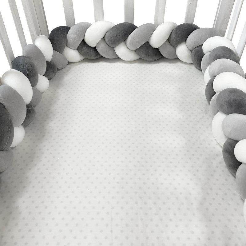 Braided Crib Bumper Pad Soft Nursery Bedding Safety Guard for Babies | Breathable Knot Cushion Protector for Infant Toddler Bed Rails | Lonoma