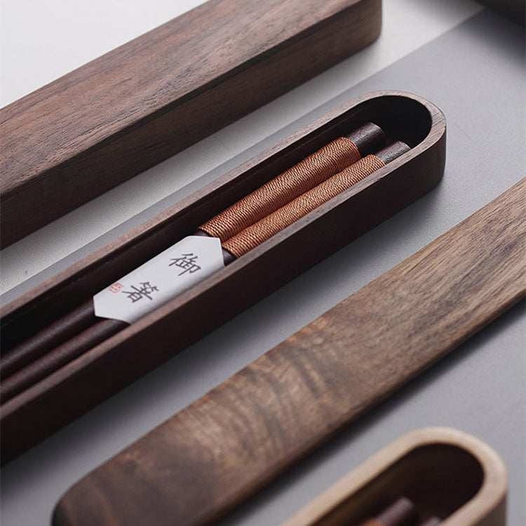 Premium Japanese Chopsticks Black Walnut Wood Handcrafted Decorative Cord Gift Box for Asian Dining Sushi Noodles Housewarming | Lonoma