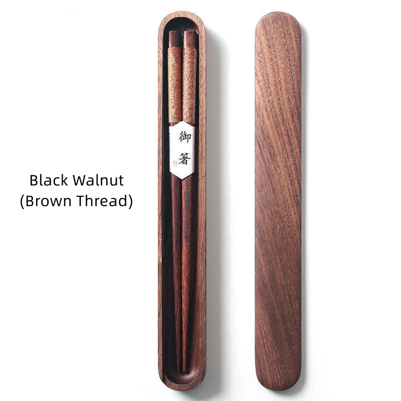 Premium Japanese Chopsticks Black Walnut Wood Handcrafted Decorative Cord Gift Box for Asian Dining Sushi Noodles Housewarming | Lonoma