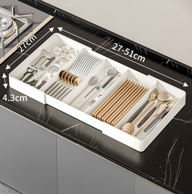 Expandable Drawer Organizer, Adjustable Plastic Divider Tray for Kitchen Utensils, Silverware, Office Supplies & Bathroom Drawers | Lonoma