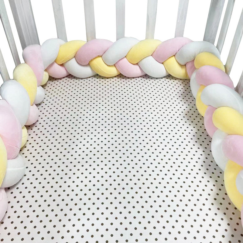 Braided Crib Bumper Pad Soft Nursery Bedding Safety Guard for Babies | Breathable Knot Cushion Protector for Infant Toddler Bed Rails | Lonoma
