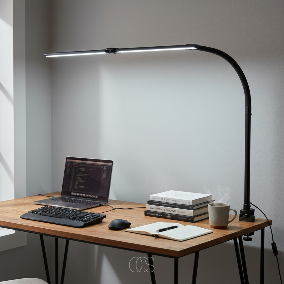 Adjustable LED Desk Lamp with Gooseneck & Clamp – 3 Light Modes, Dimmable, Eye Care Reading Light for Home Office & Study | Lonoma