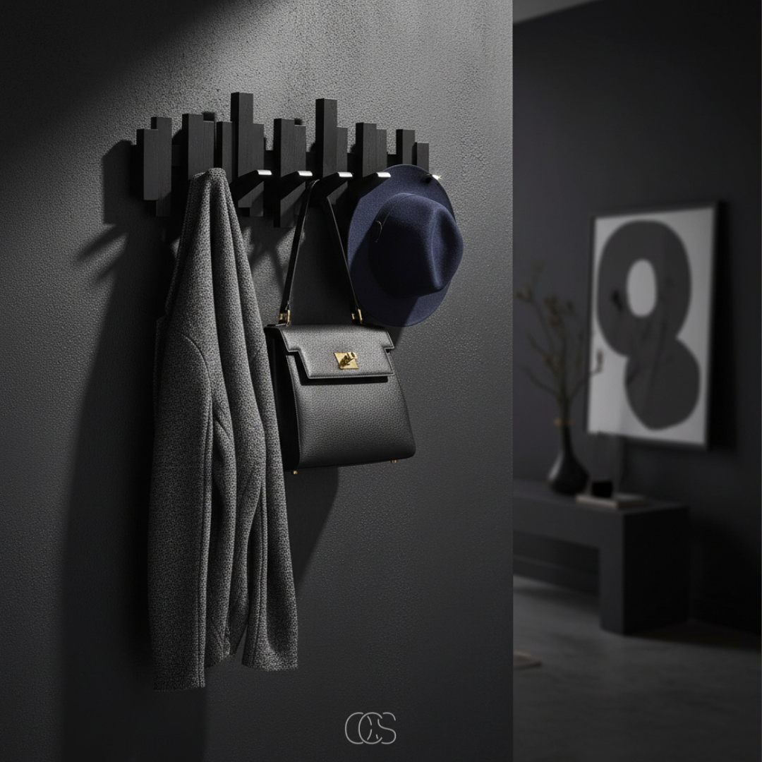 Wall Mounted Coat Rack with Hidden Fold-Away Hooks, Solid Wood Piano Key Design for Entryway, Bedroom, Hallway & Mudroom | Lonoma