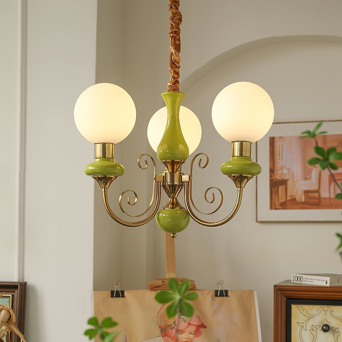 Modern Glass Sphere Pendant Chandelier with Iron Frame, Multi-Light Fixture for Dining Room, Kitchen Island Lighting, Adjustable Hanging | Lonoma
