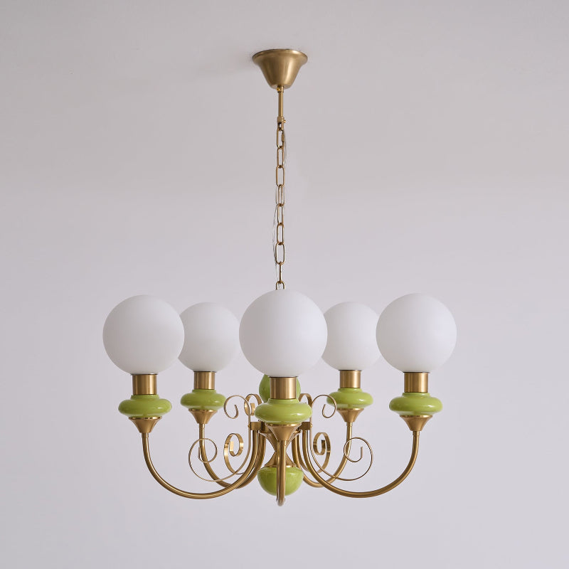 Modern Glass Sphere Pendant Chandelier with Iron Frame, Multi-Light Fixture for Dining Room, Kitchen Island Lighting, Adjustable Hanging | Lonoma