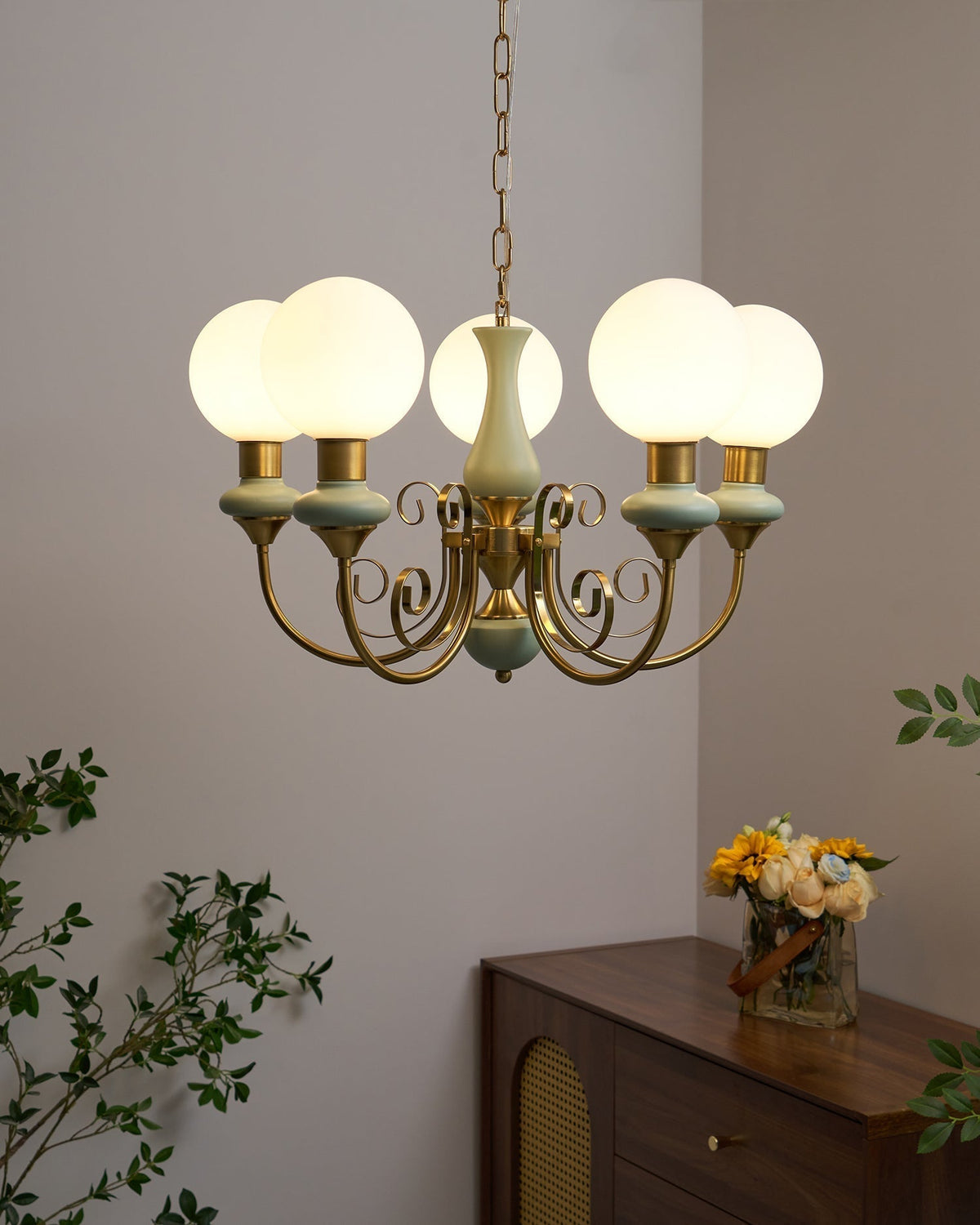Modern Glass Sphere Pendant Chandelier with Iron Frame, Multi-Light Fixture for Dining Room, Kitchen Island Lighting, Adjustable Hanging | Lonoma