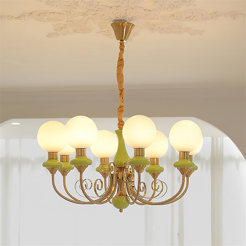 Modern Glass Sphere Pendant Chandelier with Iron Frame, Multi-Light Fixture for Dining Room, Kitchen Island Lighting, Adjustable Hanging | Lonoma