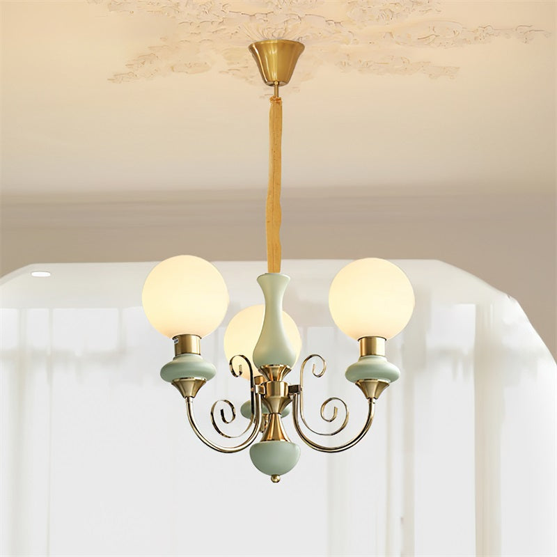 Modern Glass Sphere Pendant Chandelier with Iron Frame, Multi-Light Fixture for Dining Room, Kitchen Island Lighting, Adjustable Hanging | Lonoma