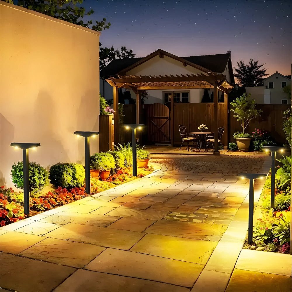 Solar Pathway Lights 4 Pack, 24 in Adjustable Height IP65 Waterproof LED Garden Stake Lights for Walkway, Patio, Driveway & Yard | Lonoma