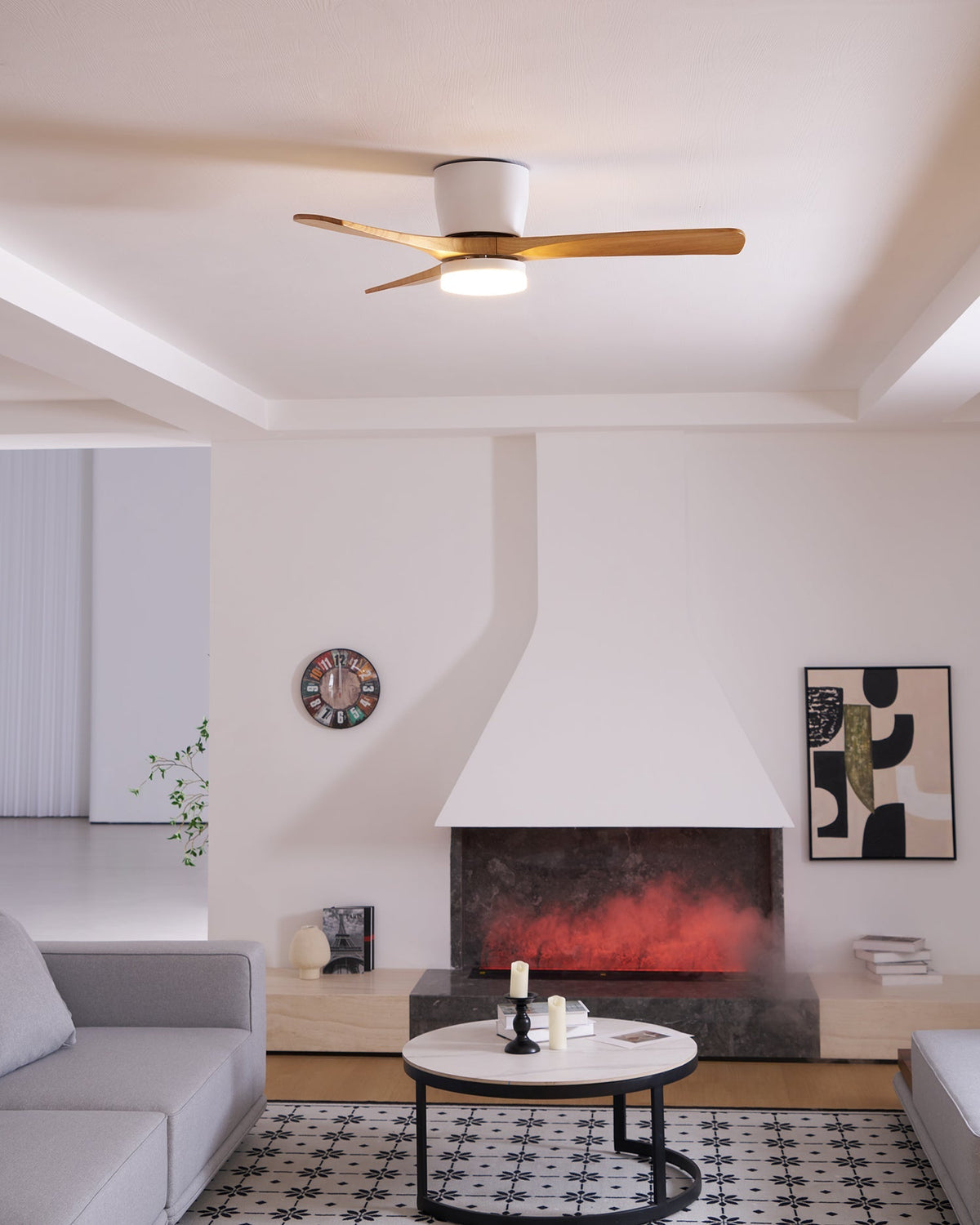42-52 Inch Modern Ceiling Fan with Dimmable LED Light | 6-Speed Reversible DC Motor | Sycamore Wood Blades | Remote Control Included | Lonoma