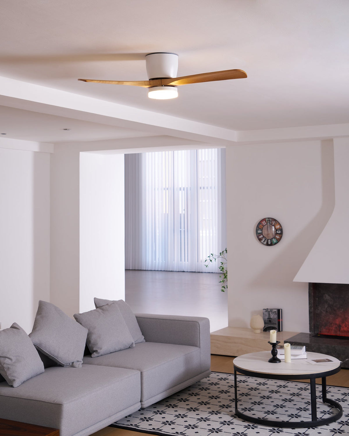 42-52 Inch Modern Ceiling Fan with Dimmable LED Light | 6-Speed Reversible DC Motor | Sycamore Wood Blades | Remote Control Included | Lonoma