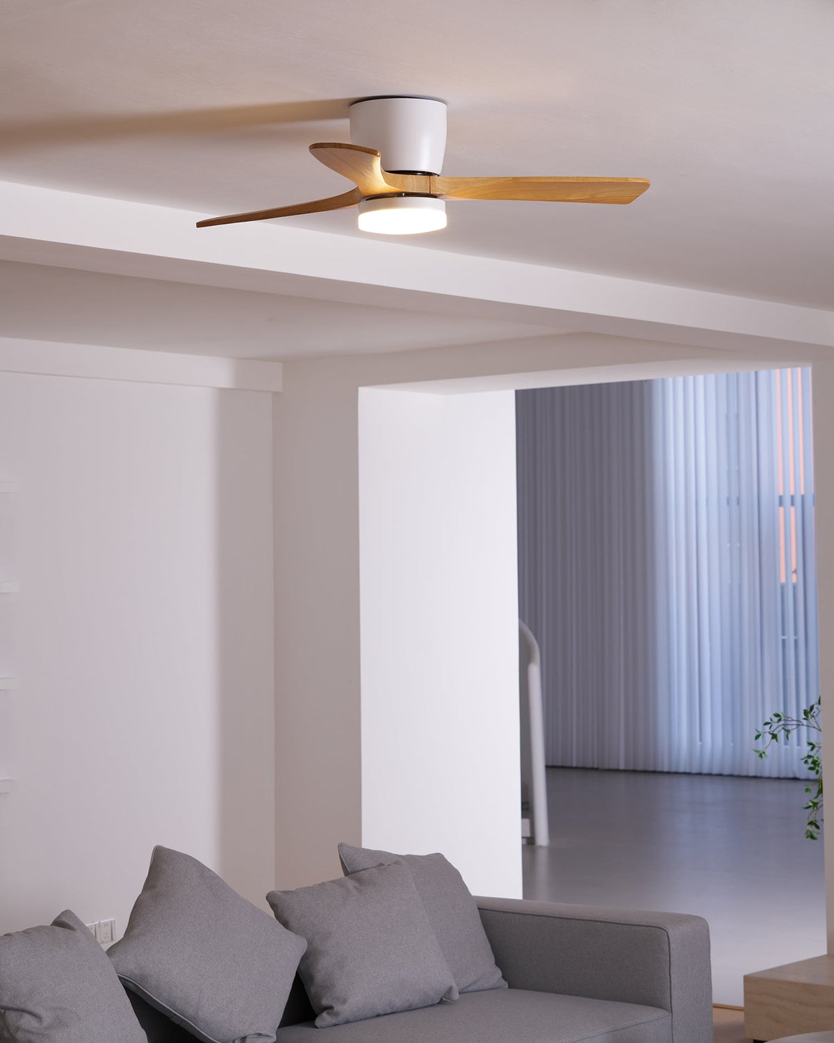 42-52 Inch Modern Ceiling Fan with Dimmable LED Light | 6-Speed Reversible DC Motor | Sycamore Wood Blades | Remote Control Included | Lonoma