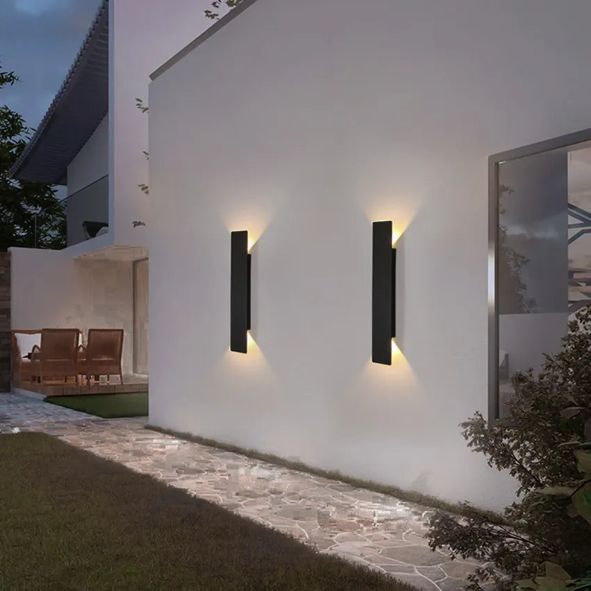 Outdoor LED Wall Sconce, Up & Down Aluminum Wall Light, IP65 Waterproof, Black or White, Modern Exterior Porch Patio Garage Fixture | Lonoma