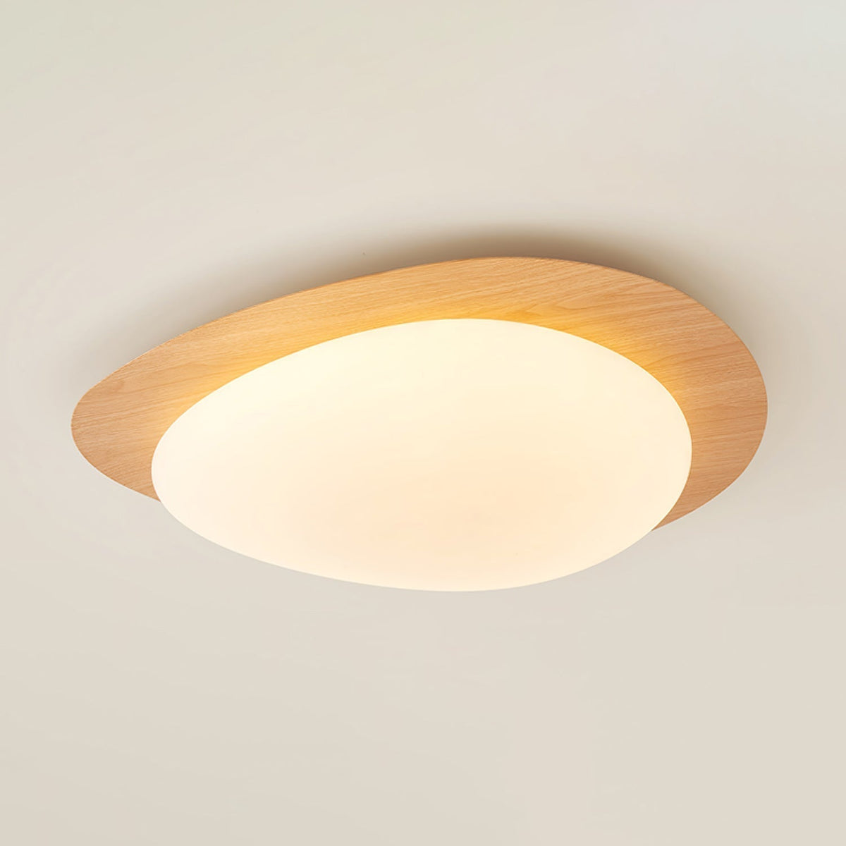 Flush Mount LED Ceiling Light Walnut Wood Finish Oval Pebble Shape for Bedroom Kitchen Hallway Dining Room Living Room | Lonoma