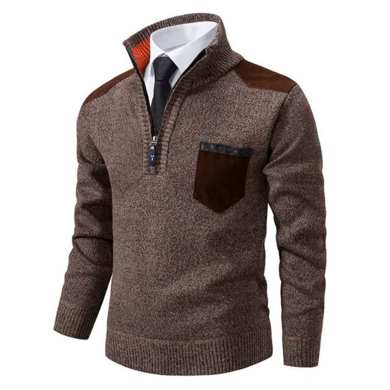 Men's Quarter-Zip Cashmere Sweater with Stand Collar – Soft Luxury Pullover for Fall and Winter | Lonoma