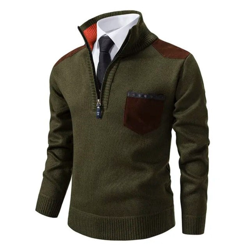 Men's Quarter-Zip Cashmere Sweater with Stand Collar – Soft Luxury Pullover for Fall and Winter | Lonoma