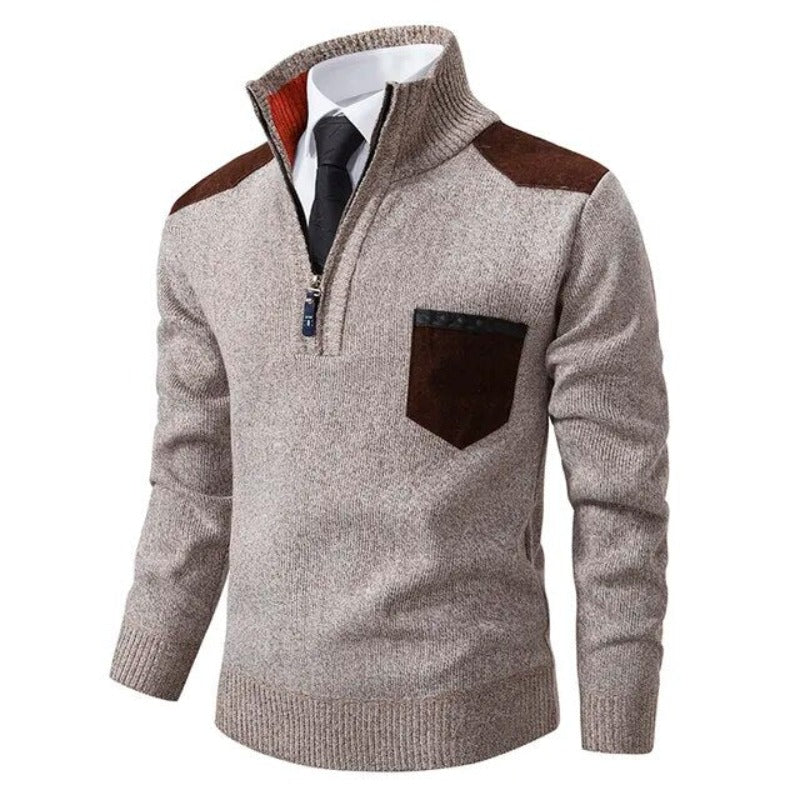 Men's Quarter-Zip Cashmere Sweater with Stand Collar – Soft Luxury Pullover for Fall and Winter | Lonoma
