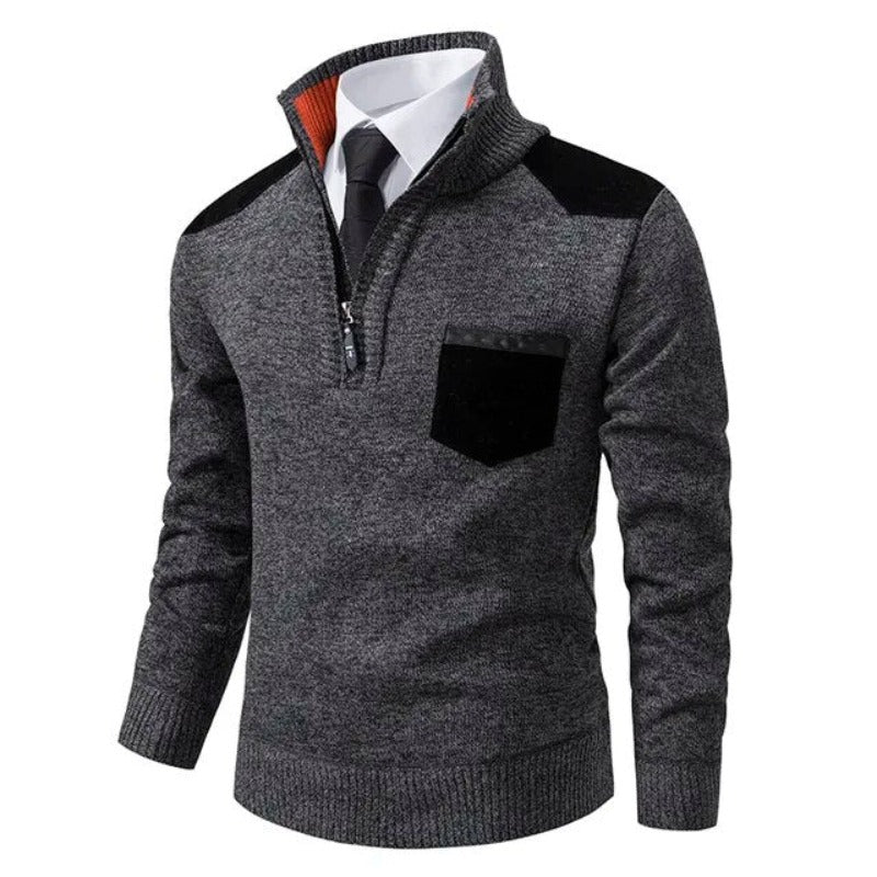 Men's Quarter-Zip Cashmere Sweater with Stand Collar – Soft Luxury Pullover for Fall and Winter | Lonoma