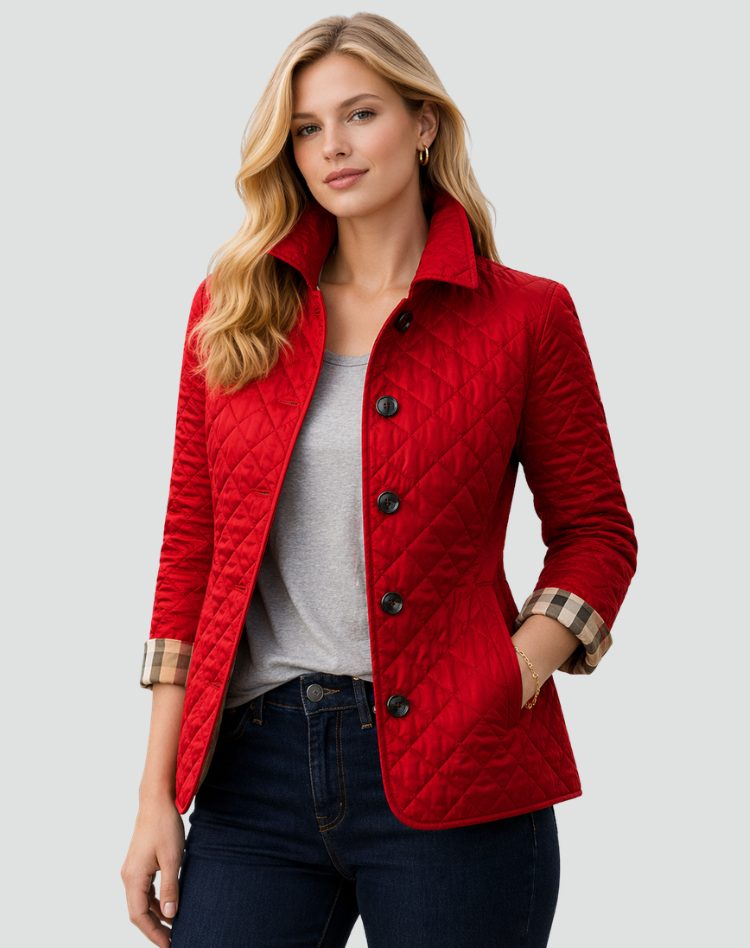Quilted Button-Front Jacket with Diamond Stitching for Men – Lightweight Padded Coat for Smart Casual Wear, Everyday Outerwear | Lonoma