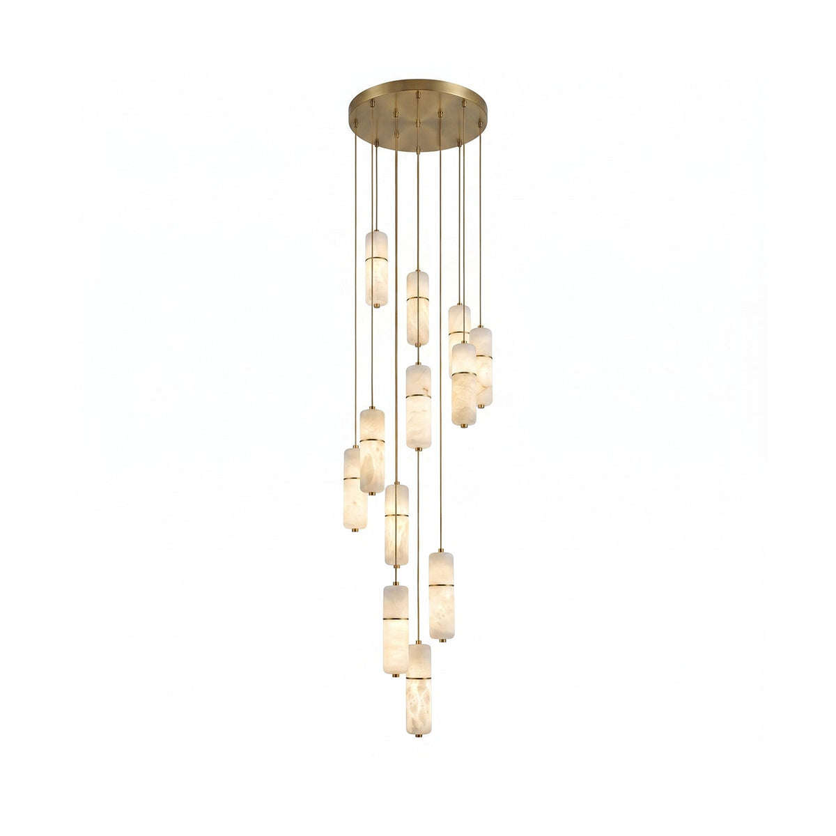 LED Alabaster Pendant Light Brass Finish Adjustable Wire Multi-Light Chandelier for Dining Room Kitchen Island Stairwell | Lonoma