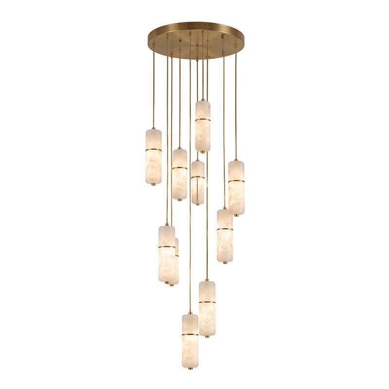 LED Alabaster Pendant Light Brass Finish Adjustable Wire Multi-Light Chandelier for Dining Room Kitchen Island Stairwell | Lonoma