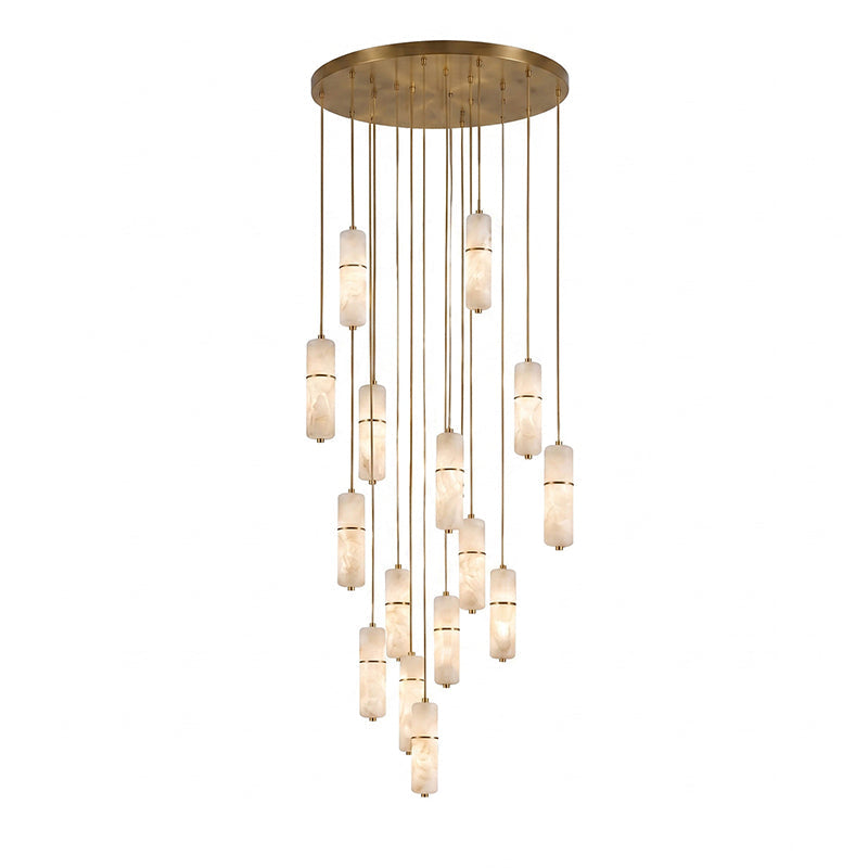 LED Alabaster Pendant Light Brass Finish Adjustable Wire Multi-Light Chandelier for Dining Room Kitchen Island Stairwell | Lonoma